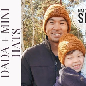 Dada and mini knit hat set/father and son matching winter hat/knit beanie for men/winter knit hat for guys/gift for dads under 60