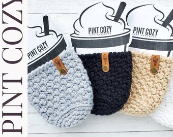 CHOOSE YOUR COLOR Monochrome ice cream pint cozy/fathers day gift under 10/includes cardstock pint insert and cellophane packaging