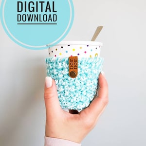 PINT COZY PATTERN only- summer market crochet pattern ice cream pint cozy/beginner friendly with tutorials/quick crochet project