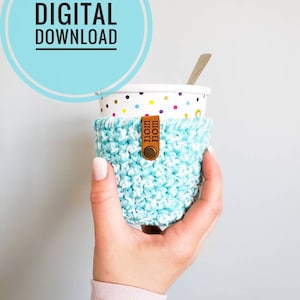 PINT COZY PATTERN only-easter basket item crochet pattern ice cream pint cozy/beginner friendly with tutorials/quick crochet project