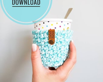 PINT COZY PATTERN only- stocking stuffer crochet pattern ice cream pint cozy/beginner friendly with tutorials/quick crochet project
