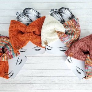 Warm tones  knit earwarmers/twist front headband/adult and child sizes/fall accessory for women and kids/gifts under 25/mommy and me set