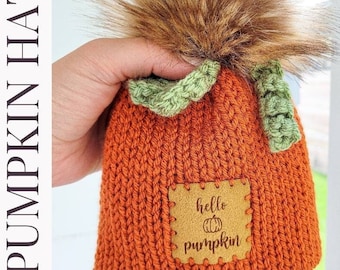 Chunky knit pumpkin hat/newborn to child sizes and adult/fall hat for baby/halloween pumpkin hat for kids/comes with a detachable pom