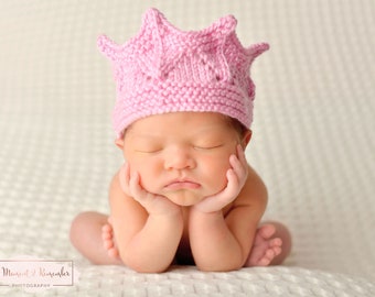 CUSTOM COLOR knit baby crown/crown for baby announcement/king and princess crown for dress up/baby gift under 25/child and adult sizes