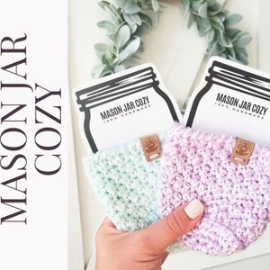 CUSTOM COLOR  Hand knit mason jar cozy/fits standard, medium and large jars/summer gift under 10/eco large mason jar sleeve