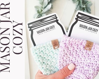 CUSTOM COLOR  Hand knit mason jar cozy/fits standard, medium and large jars/ gift under 10/eco large mason jar sleeve