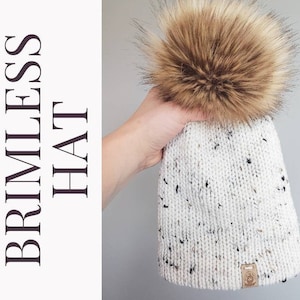 Custom color Brimless adult hat/knit beanie with optional detachable pom/brimless fitted hat for men or women/gift under 40