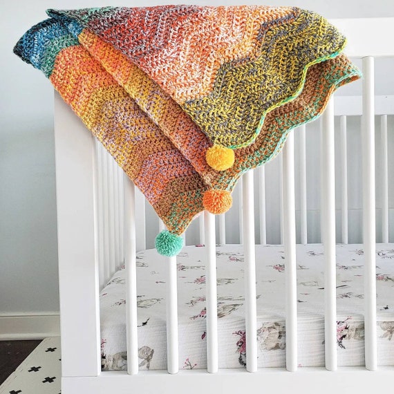 Rainbow pom pom blanket sales
