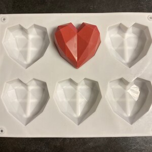 Small diamond heart chocolate mold 6 cavity cocoa heart bomb size silicone mold
