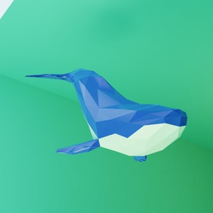 Low Poly Diving Blue Whale -LARGE- Origami Paper Craft Template (with Cameo Cutter Files)