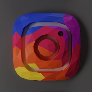 Instagram Logo Wall Art - Low Poly Origami Paper Craft Template (Bonus Cameo Cutter Files)