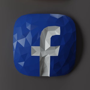 Facebook Logo Wall Art - Low Poly Origami Papercraft Template - Craft Kit -  (Bonus Cameo Cutter Files)