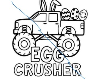 Monster Truck Easter Egg Crusher Coloring Page - DIGITAL PRODUCT