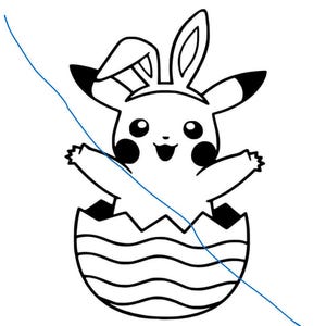Pikachu Easter Egg Coloring Page - DIGITAL DOWNLOAD