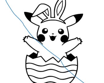 Pikachu Easter Egg Coloring Page - DIGITAL DOWNLOAD