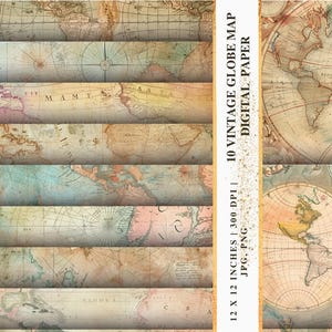 Mapa mundial vintage imprimible, mapa digital de estilo antiguo para pared, decoración de viaje de alta resolución, descargable.