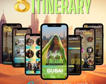 Dubai Travel Template,Birthday Weekend Itinerary, Canva template,travel itineray, Birthday Invitation, Digital itinerary,Girls Trip