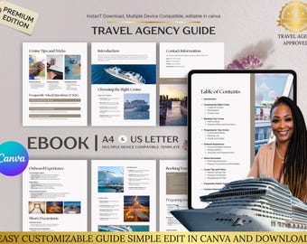 Travel Agency Cruise Startup Guide, Digital Business Planner for Travel Agents, Editable Canva Template for Tour Services