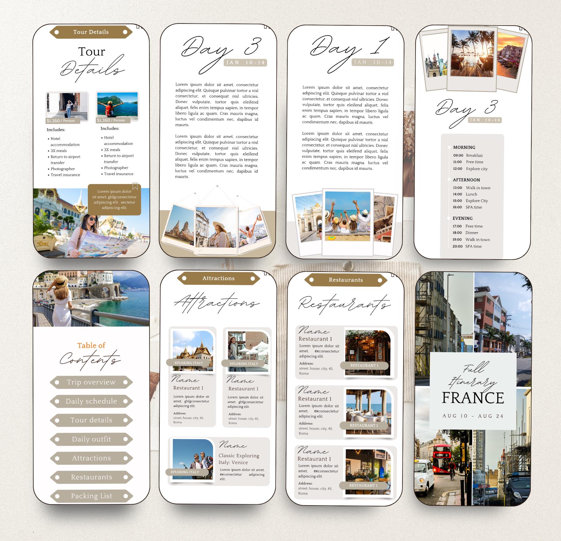 Digital Travel Itinerary Template, Editable Trip Planner in Canva ...