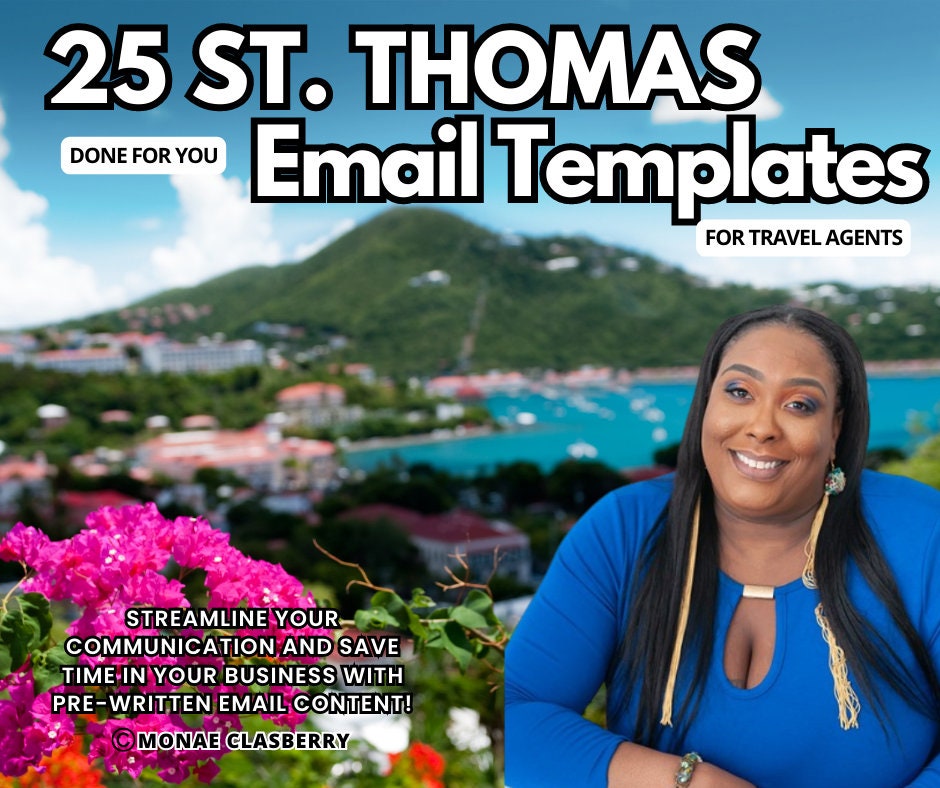 25 St. Thomas Travel Email Templates Pack, Travel Agent Email Templates, Travel Agent Templates