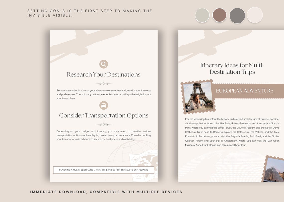 Multi-destination Trip Planning Guide, Editable Travel Planner Template ...