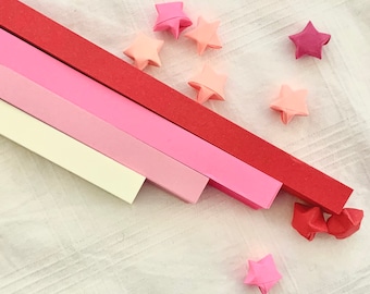 540 Pieces Pink Origami Star Paper, Japanese Lucky Wishing Stars, Pink and White DIY Star Paper, Origami Heart Paper,Origami Paper