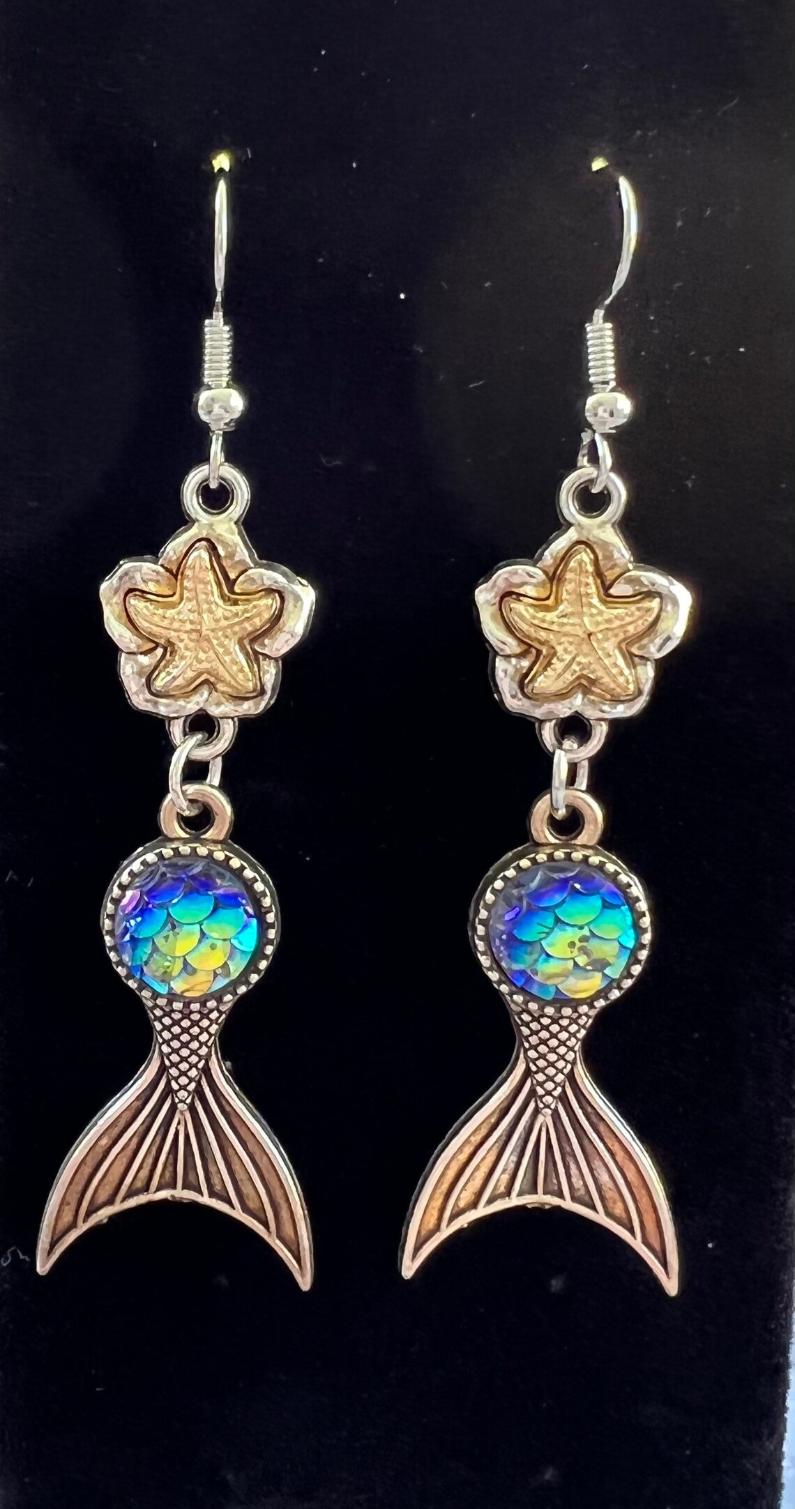 Mermaid Tail Earrings With Starfish Etsy