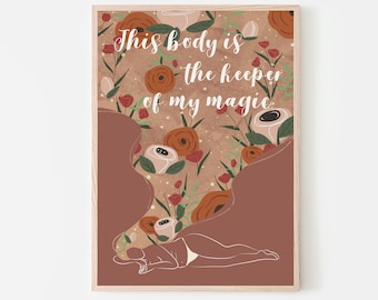 Body Positive Line Art Print: Boho Woman Figure (Digital Download)