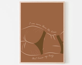 Body Positive Woman Line Art Print: Boho Minimalist Decor (Digital Download)