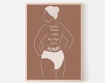 Body Positive Line Art Print: Curvy Woman, Boho Decor (Digital Download)