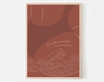 Body Positive Line Art Print: Boho Woman Waves (Digital Download)