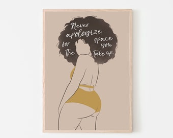 Body Positive Line Art, Woman Body Silhouette