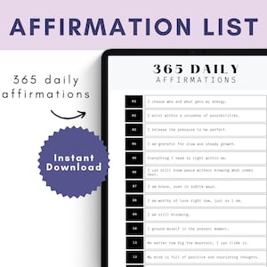 365 TÄGLICHE AFFIRMATIONEN | Tägliche Achtsamkeit | Digitaler Download | Positive Affirmationen | Meditation und Journal Prompts | Dankbarkeit Journal