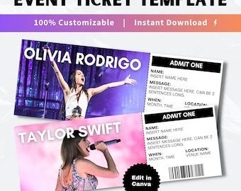 Customizable Event Ticket Template: Surprise Concert Gift (Canva Editable, Digital Download)