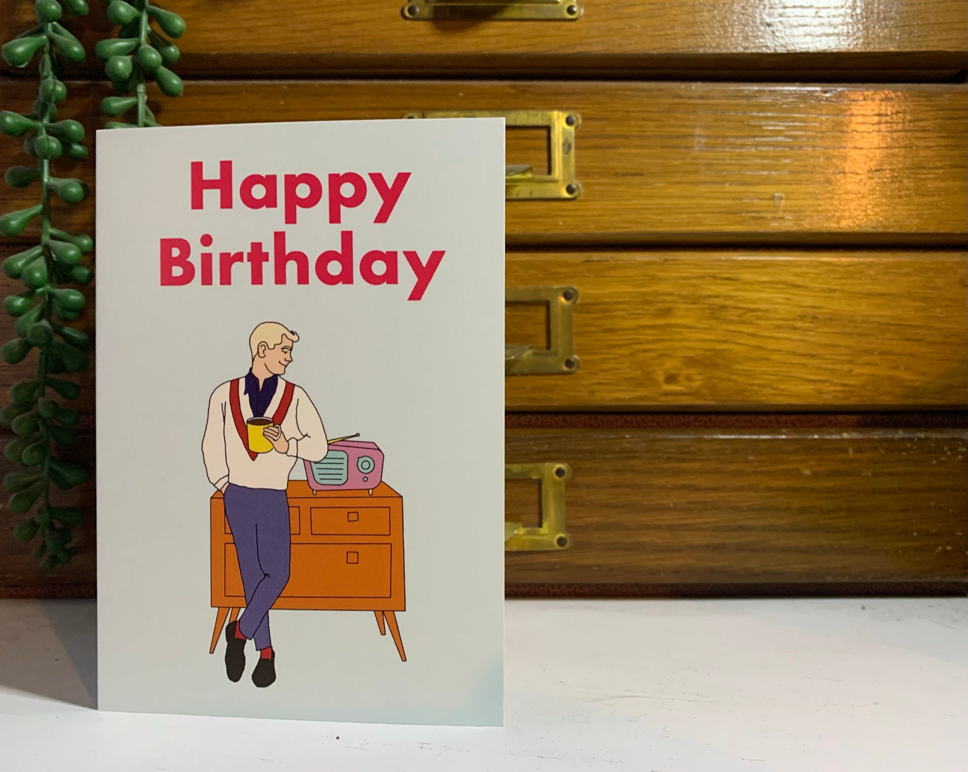 Birthday card vintage kitsch 1950s mid century style Etsy