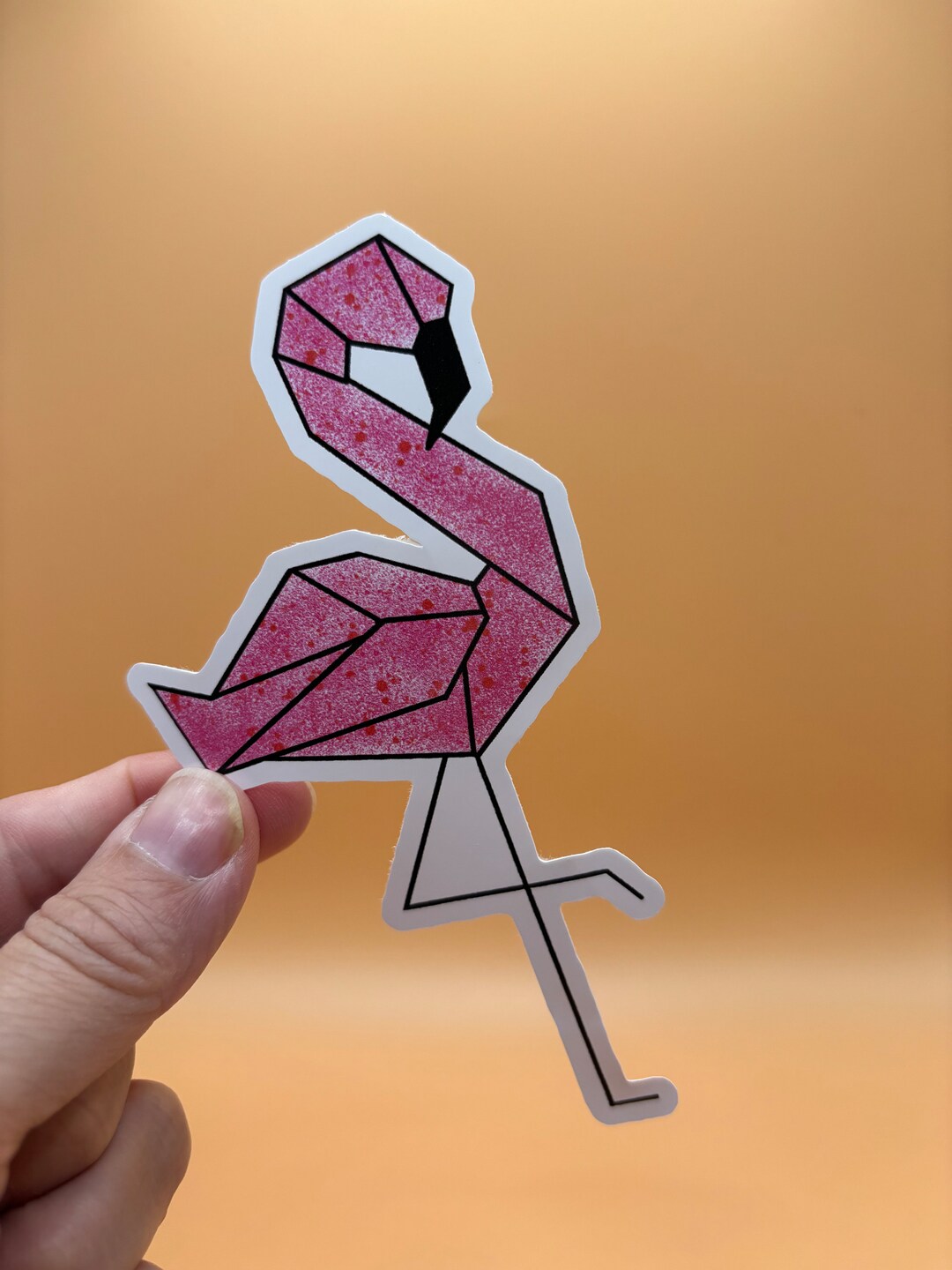 Origami Flamingo Sticker - Etsy