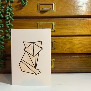 Origami Fox Card, Birthday Card, greetings card