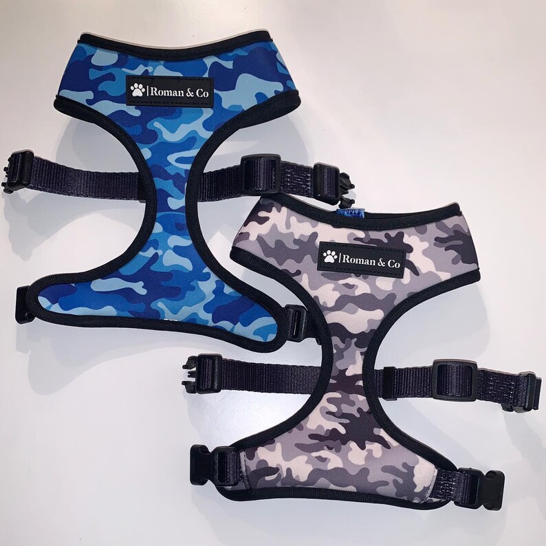 pink leopard pink polka dot camo LARGE Reversible 2in1 Neoprone Adjustable Harness Size LARGE ONLY marble grey checkerboard