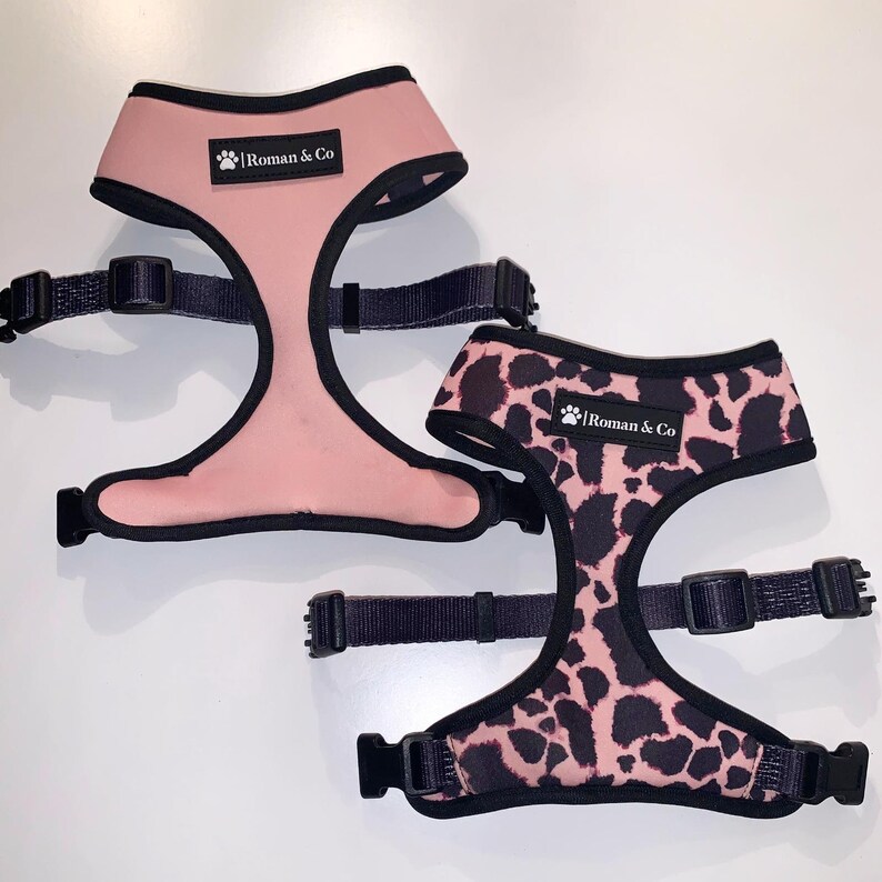 pink leopard pink polka dot camo LARGE Reversible 2in1 Neoprone Adjustable Harness Size LARGE ONLY marble grey checkerboard