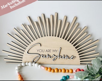 boho nursery room svg, glowforge cut file, sunshine svg, sunshine, retro sun design, retro wall art, digital cut file, svg