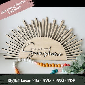 boho nursery room svg, glowforge cut file, sunshine svg, sunshine, retro sun design, retro wall art, digital cut file, svg