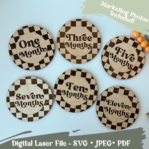 Checkered Birth Milestone SVG File, Laser Checkered File, Laser File, Baby Shower Gift, Digital File for Laser Owners, Checkered SVG, Trendy