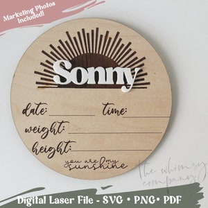Tu sei il mio annuncio Sunshine Brith Stats, Rainbow Baby Announcement File SVG, Laser Rainbow File, Laser File