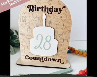 birthday countdown svg, glowforge cut file, birthday gift, laser cut file, birthday gift file, birthday decorations