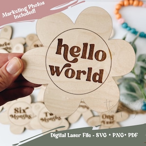 Flower Nursery Milestone Marker File | Laser File | Digital Nursery Decor | Glowforge | Wooden Baby Milestone File