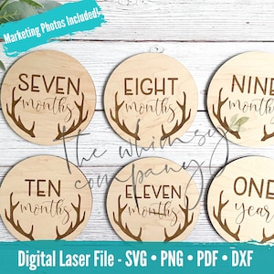 Antler Birth Milestone SVG File, Laser Antler File, Laser File, Baby Shower Gift, Digital File for Laser Owners, Antler SVG