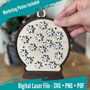 Snowglobe Family Ornament, SVG File, Glowforge, Laser File, Bestseller Digital File, Snow Globe