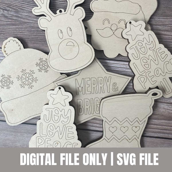 Christmas DIY Ornaments | SVG File | Glowforge File | Laser Ornament