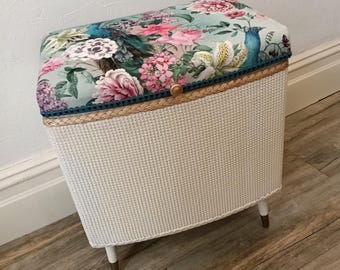 Vintage Lloyd Loom Style Ottoman Storage