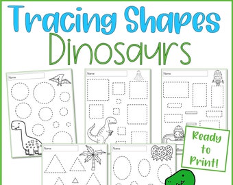 Vorschul-Verfolgungsformen - Dinosaurier, Vorschul-Ausdrucke, Vorschul-Arbeitsblätter, Heimschule zum Ausdrucken, PreK-Arbeitsblatt, Lernaktivität